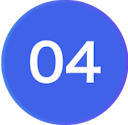 Circular icon of the number four with a blue background color