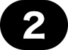 Circular icon of the number two with a black background