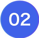 Circular icon of the number two with a blue background color