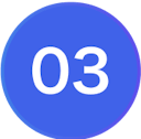 Circular icon of the number three with a blue background color