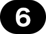 Circular icon of the number six with a black background
