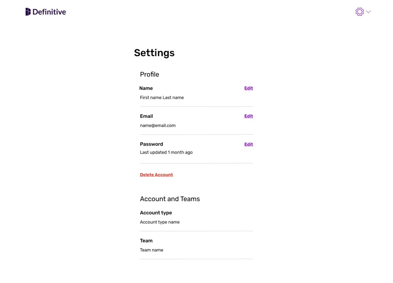 Definitive settings UI