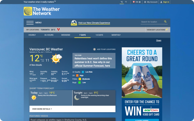 Image of TWN's dashboard showing UI