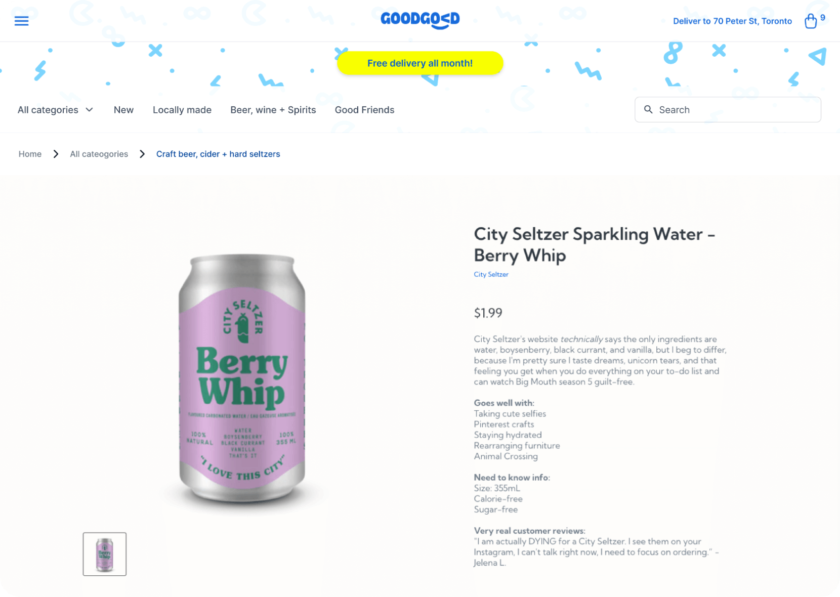 Picture of GoodGood Berry Whip Seltzer with description